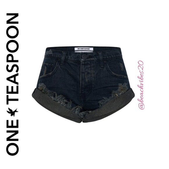 ONE TEASPOON Bandits Low Waist Denim Shorts Archived Fox Black NWT - Picture 6 of 15